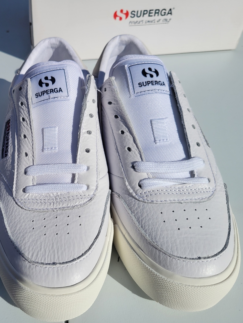 Superga White Leather Low-Top Sneakers - Picture 6 of 7